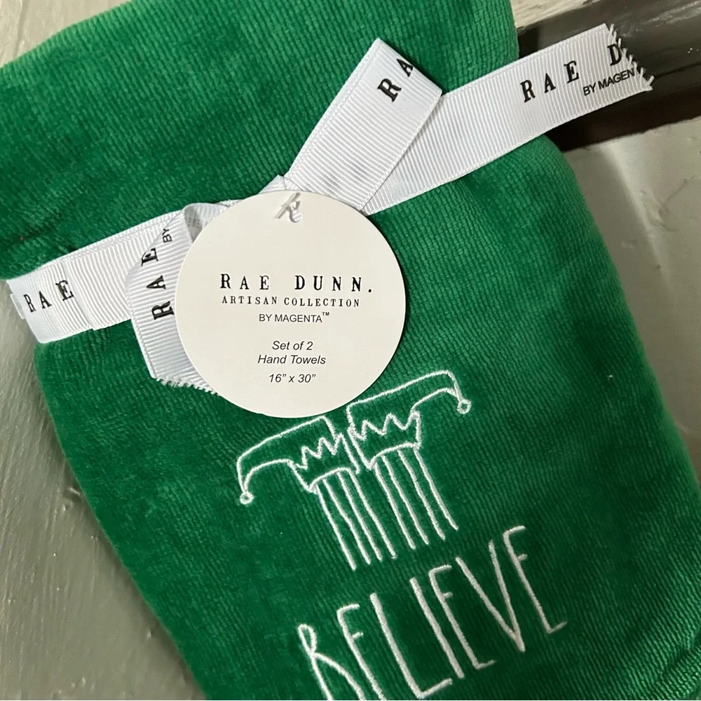 Rae Dunn BELIEVE Hand Towels